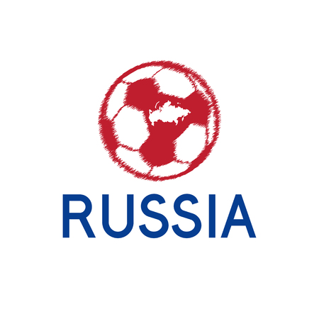 Football in Russia with red soccer ball illustrationのイラスト素材