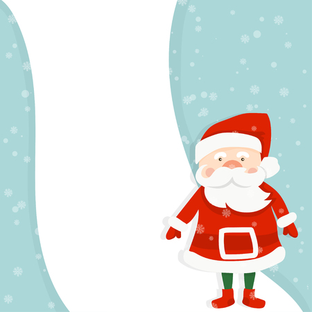 Cartoon illustration for holiday theme with Santa Claus on winter background. Greeting card for Merry Christmas and Happy New Year. Vector illustrationのイラスト素材