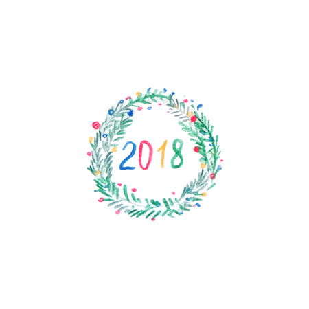 Winter wreath for Merry Christmas and Happy New Year. Vector illustrationのイラスト素材
