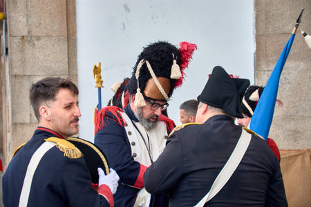 Vigo, Pontevedra, Spain; April 7, 2024; the reconquest of Vigo against the French in the old town of...