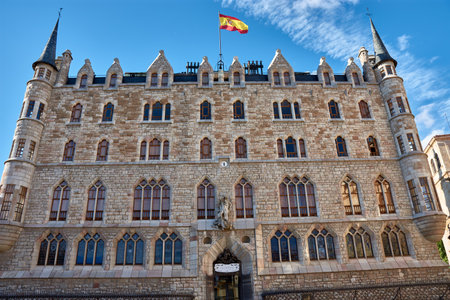 LEON, SPAIN - September 09, 2022:Historic Casa de los Botines building in LeÃ³n Spain designed by Gaudiのeditorial素材