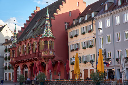 Freiburg, Germany; October,15,23, Facades of historic buildings in Freiburgのeditorial素材