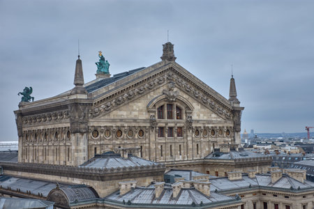 From the terrace of Galeries Lafayette, you can see the back of the Palais Garnier, highlighting its...