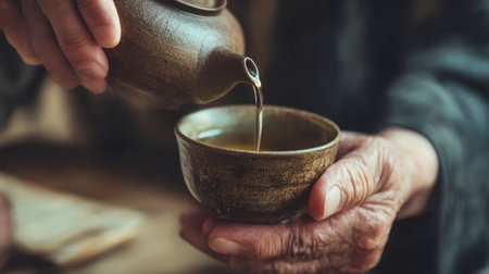 This image was generated using AI. Two hands meet in an intimate and supportive gesture while one A person hands a cup of tea to another in a vulnerable situation. The warm and intimate composition conveys empathy, care, and human connection, ideal for campaigns on emotional health, coexistence, hospitality, and community values. Perfect for editorial, social, and cultural content that promotes well-being and inclusionの素材