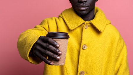 This image was generated using AI. Two hands meet in an intimate and supportive gesture while one A person hands a cup of tea to another in a vulnerable situation. The warm and intimate composition conveys empathy, care, and human connection, ideal for campaigns on emotional health, coexistence, hospitality, and community values. Perfect for editorial, social, and cultural content that promotes well-being and inclusionの素材