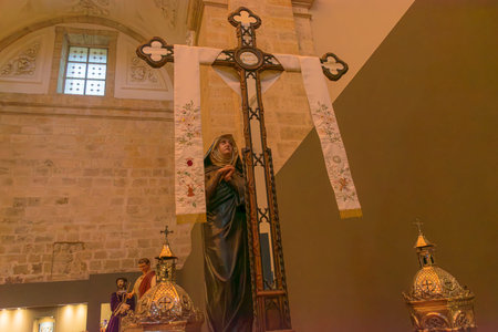 The interior of the Church of Santa Cruz in Medina de Rioseco, now the Holy Week Museum, houses a...