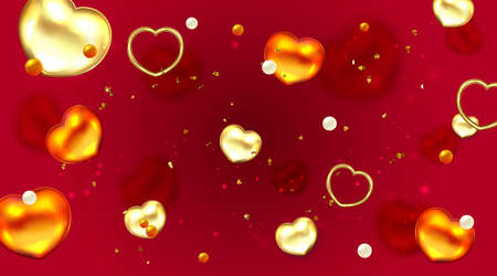 Valentines day sale poster with red and gold hearts.のイラスト素材