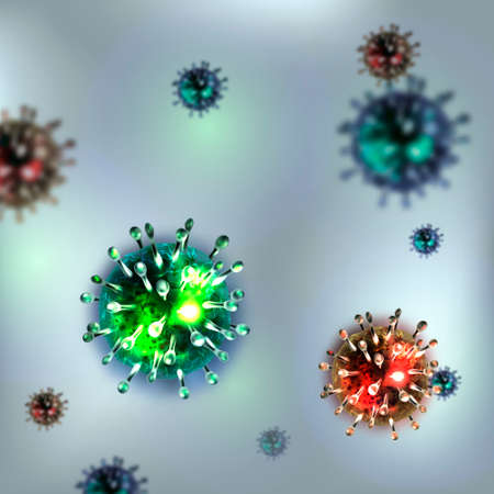 Background with realistic 3d viruses cells. Medical concept. Coronavirus 2019-nCoV background.のイラスト素材