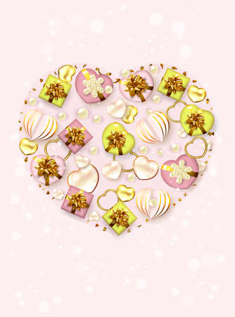 Valentines 3d hearts postcard.のイラスト素材