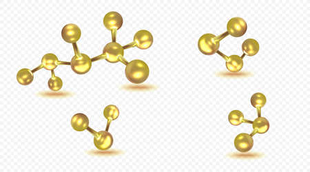 Molecules set and molecular structure on transparent background Molecular bonds. 3d illustration of molecular model.のイラスト素材