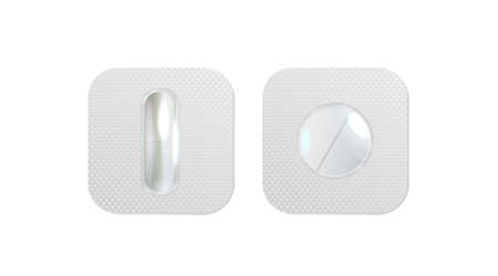 Pharmaceutical blister pack isolated on transparent background. 3D illustration pill blister.のイラスト素材