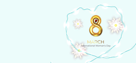International Women's Day. March 8. Greeting card with Gold number 8.のイラスト素材