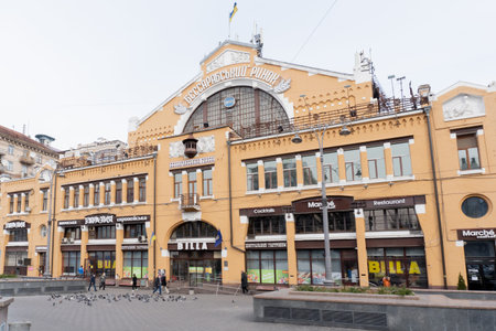 Kiev, Ukraine, March 27, 2020 - Bessarabian market at quarantine time.のeditorial素材