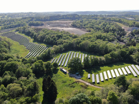 an aerial view of a solar farm