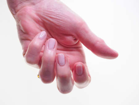 Close up of some gel painted nailsの写真素材