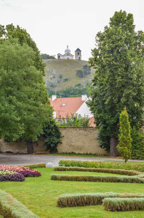 Mikulov, Czech Republic August 02 2021: The bell tower at the castle in Mikulov from which there is a view of the whole city and its surroundingsのeditorial素材