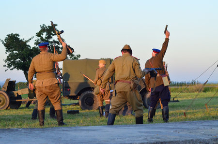 HRABYNE, CZECH REPUBLIC - September 10, 2021: Historical reconstruction of the battle of the...