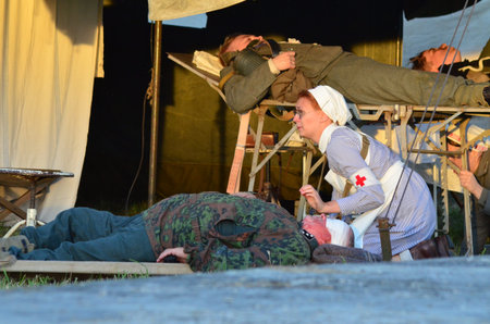 HRABYNE, CZECH REPUBLIC - September 10, 2021: Historical reconstruction of the battle of the...
