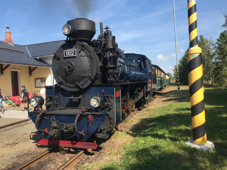 The old steam locomotive at the railway station