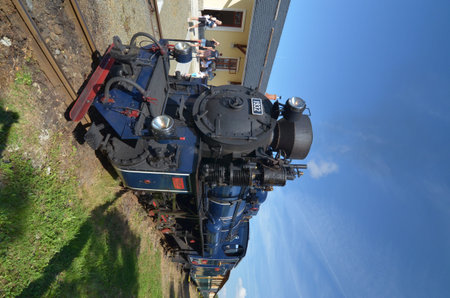 Steam locomotive on the narrow gauge railroad in Tuscany, Italy