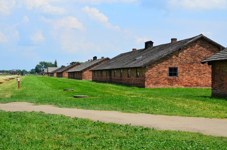 Old brick houses in the village of Hluboka, Poland