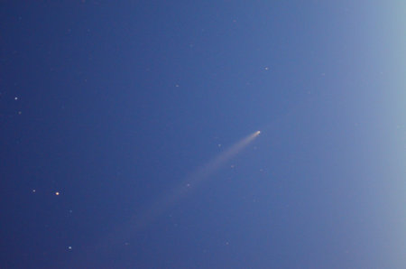 A comet in the night sky. A comet in the sky. Opava, Hnevosice, Czech Republic 15 October 2024,...