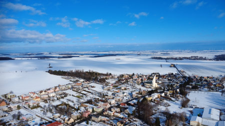 Panoramic view of Hnevosice, Silesia, Opavaの写真素材