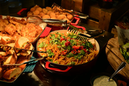 Catering buffet in a restaurant. Food and drink concept.の写真素材
