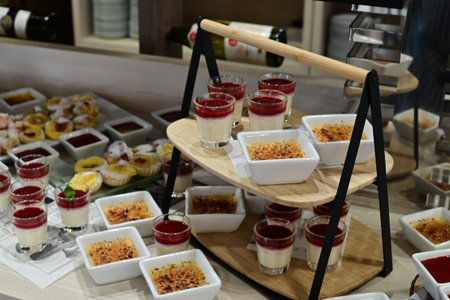 Catering buffet with different food snacks and appetizers in the restaurant