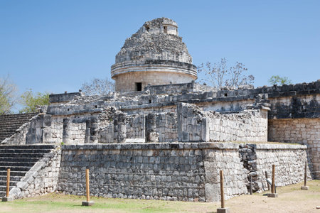 El Caracol, the Observatory in ancient Mayan city Chichen Itza, Mexico.の写真素材