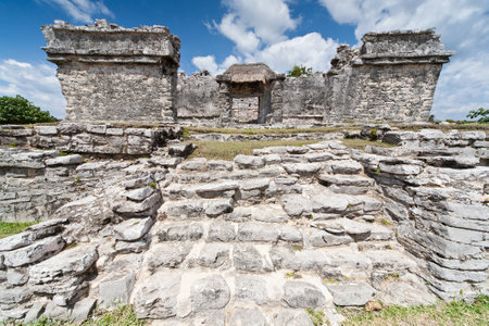 Wide angle view of Mayan ruins.の写真素材