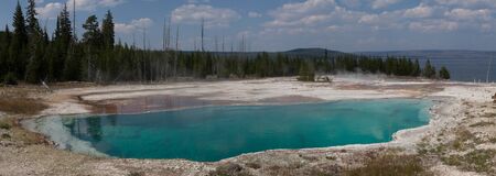 Panoramic view of West Thumb in Yellowstone National Parkの写真素材