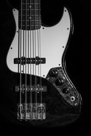 bass guitar, musical instrument on black background