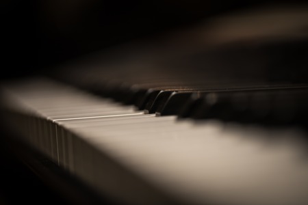 piano keys close-up, musical instrument, beautiful backgroundの写真素材