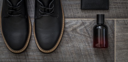 Stylish men's shoes ,still life of men's accessoriesの写真素材