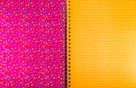 colored balls on a pink background with orange leaf for textの写真素材