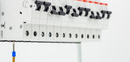 electric machines, switches, isolated on white background, close-up, connect marker cable to the deviceの写真素材