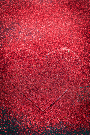 heart of sequins on a black background, Valentine day love conceptの写真素材
