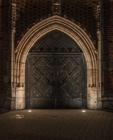 night the old buildings are beautifully illuminatedの写真素材