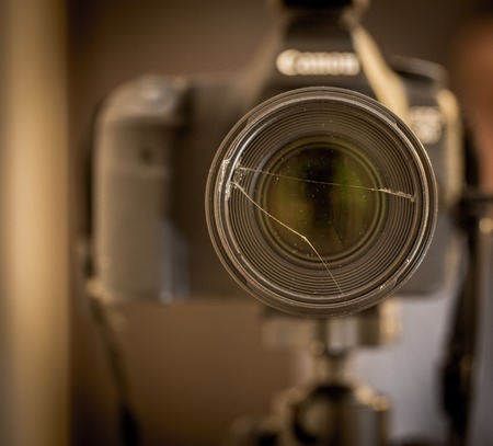 the camera closeup , pierced the lens,the photo in the mirrorの写真素材