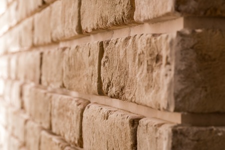 brick wall in diagonal ,back, background closeupの写真素材