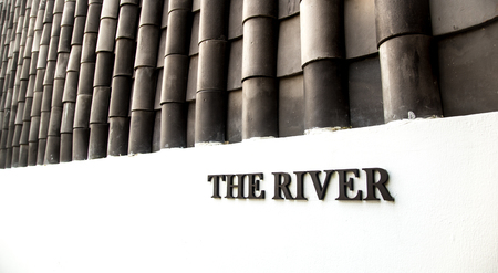 quote the river in beautiful black and white backgroundの写真素材