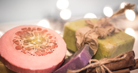 background handmade soap ,the concept of congratulations and celebrations ,body care and Spa...