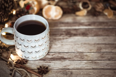 Christmas cozy Cup of teaの写真素材