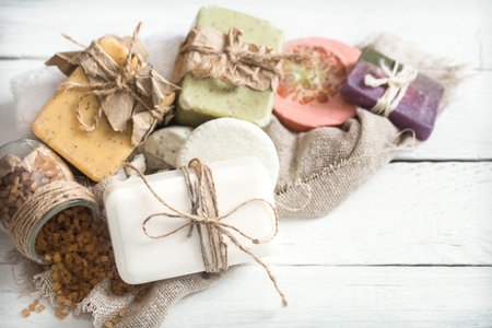 spa composition with soap, spa relaxation concept