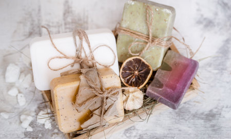 spa composition on a wooden background, resort concept and natural cosmetics