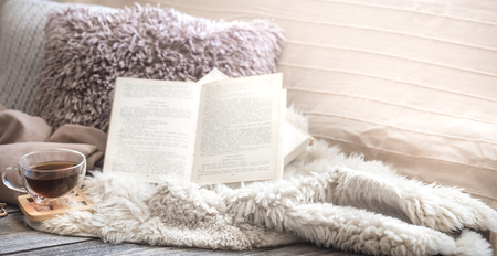 Home comfort, living room with sofa and interior details, homely atmosphere and comfort conceptの写真素材