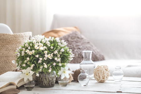 light still life detail of the interior of the house, the concept of comfort and home atmosphereの写真素材