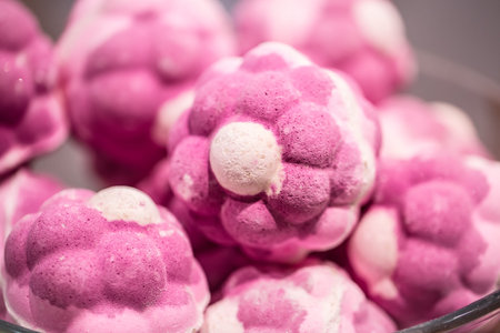 Shop natural cosmetics, bright salt bombs for baths handmade. The concept of eco cosmetics and body...