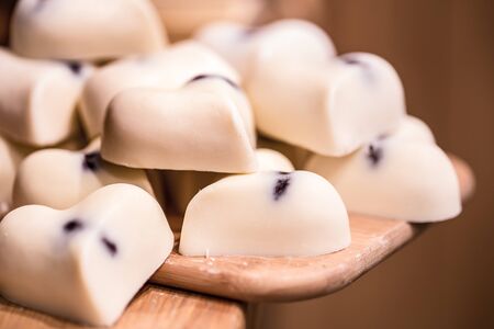 Handmade cosmetics on the counter of the store. The concept of eco body care products.の写真素材